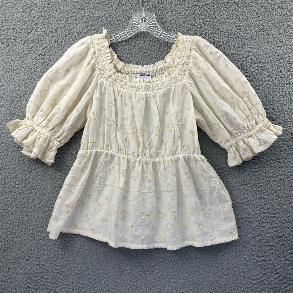 Old Navy Short Sleeve Smocked Square Neck‎ Babydoll Top Cottagecore Peasant Boho
